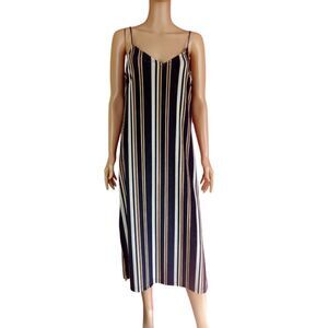 IXIAH Multi-Color Striped Velvet‎ Midi Dress Womens Size 4